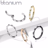 Piercingring G23 titan med vita ädelstenar