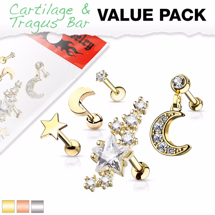 5 pack med öronpiercingar