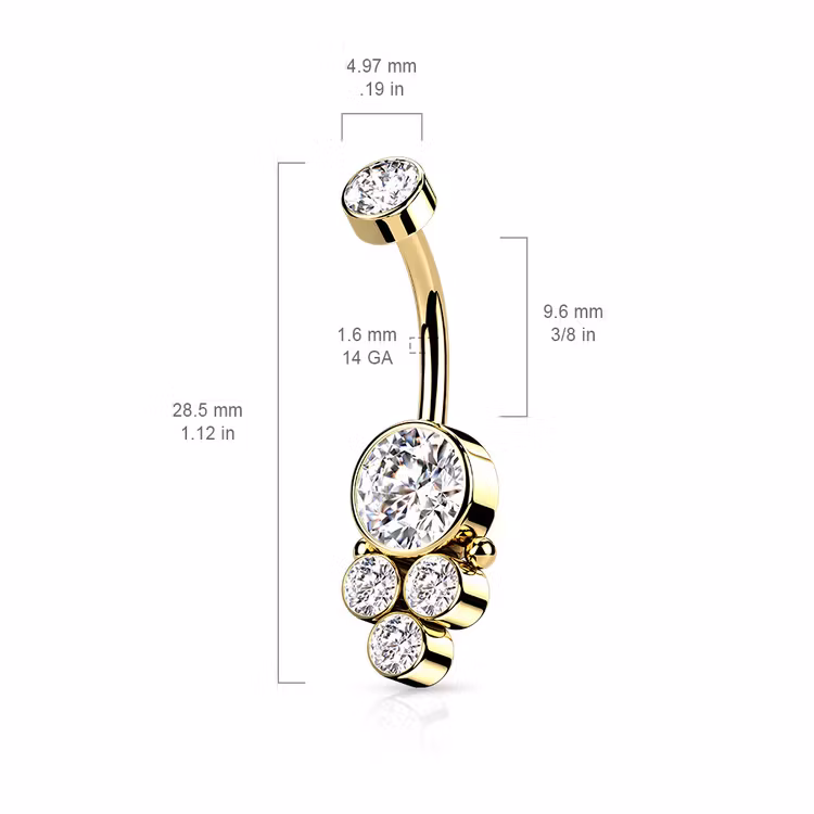 Navelpiercing ädelstens cluster