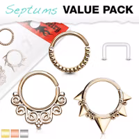 3 pack med septum ringar plus en gratis retainer