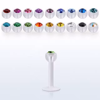 Labret i bioflex material med ädelsten