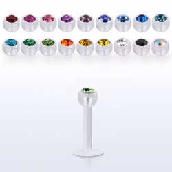 Labret i bioflex material med ädelsten