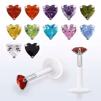 Labret bioflex material med ädelstenshjärta