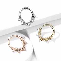 Piercingring med hjärtan och ädelstenar