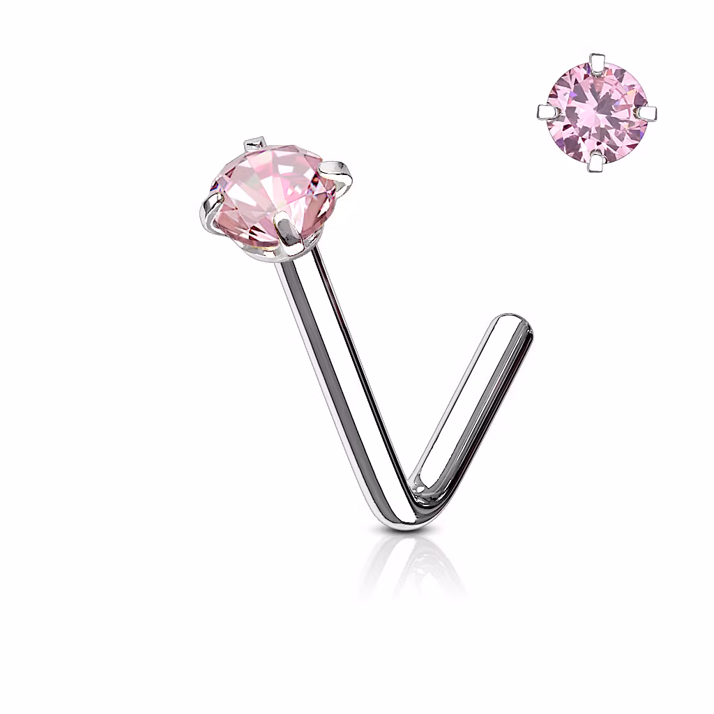 Böjd näspiercing med ädelsten