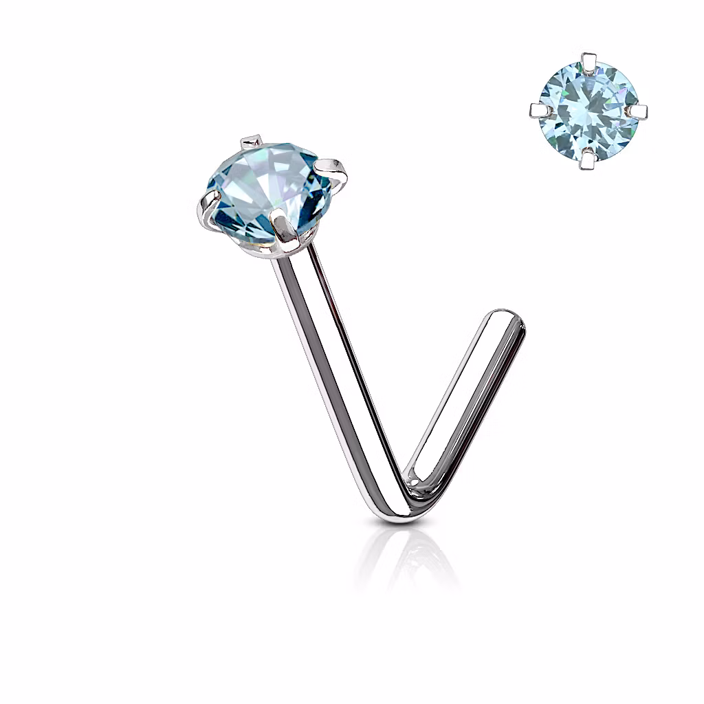 Böjd näspiercing med ädelsten