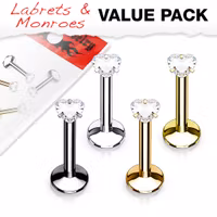 4-pack labret med ädelstenshjärta
