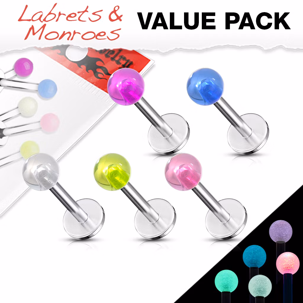 5 pack glow in the dark labretter