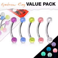 5-pack ögonbryns piercing glow in the dark