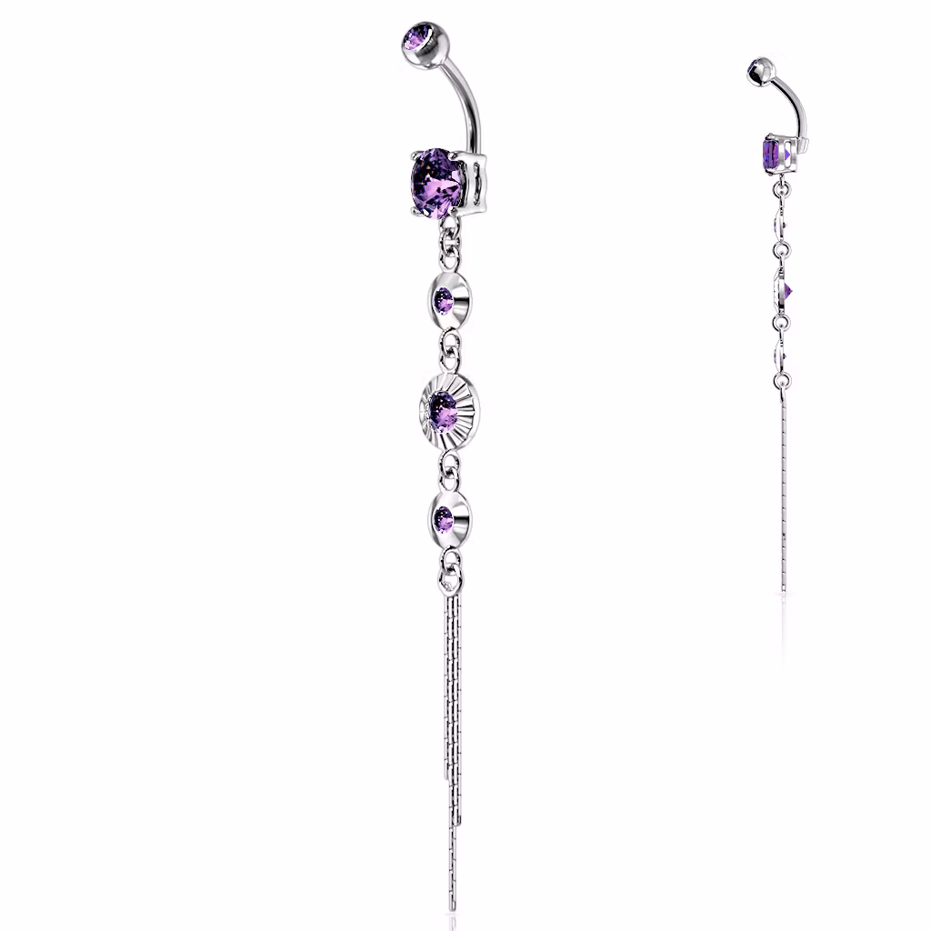 Navelpiercing med stenar