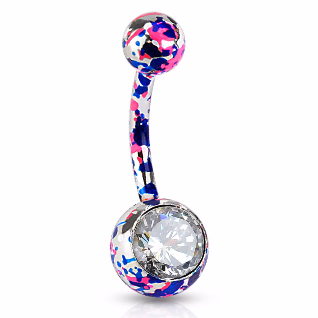 Navelpiercing med färgstänk