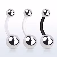 Navelpiercing med bioflex stav och stål bollar