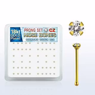 Förpackning med näspiercing i guld.