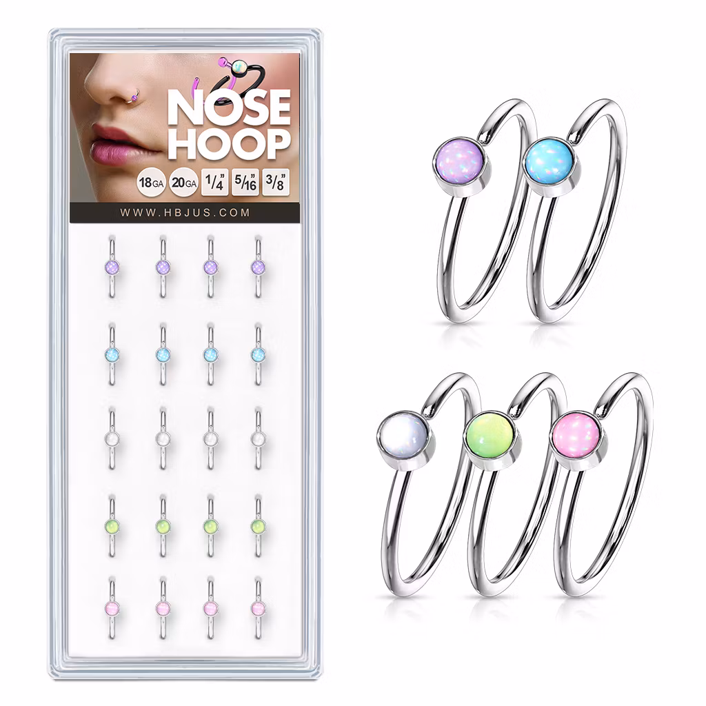 20 pack näsringar med opalsten