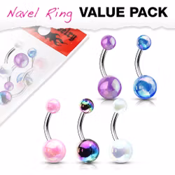 5 pack navelpiercing med metalliclack