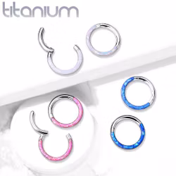 Segmentring G23 titan med gångjärn och opal infattning