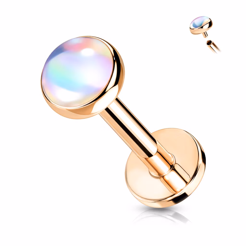 Labret med iriserande sten