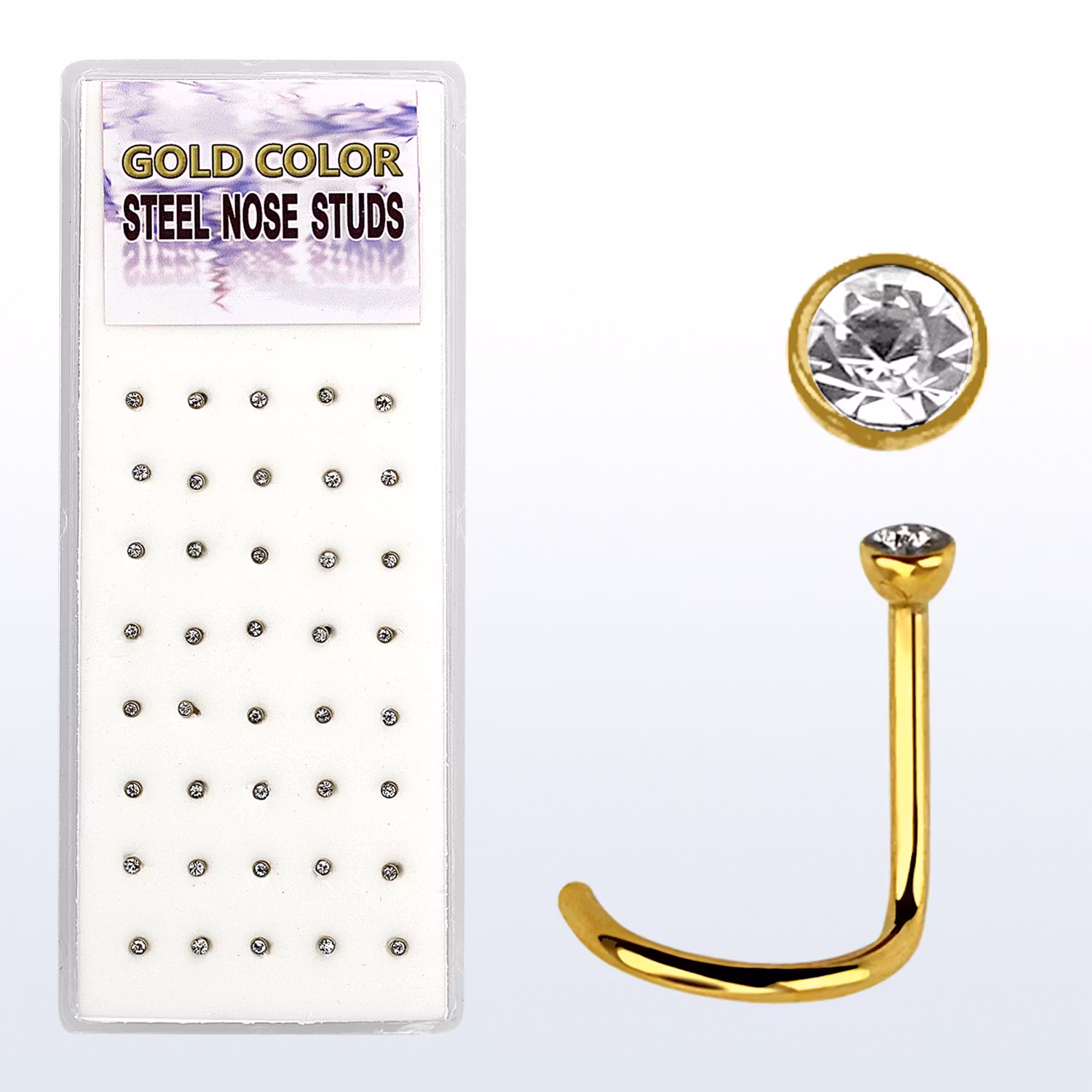 Box med 40 stycken böjda näspiercingar