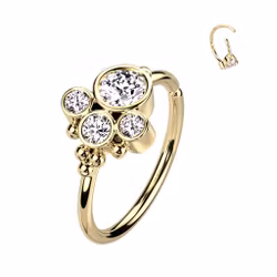 Piercingring med ädelstensblomma