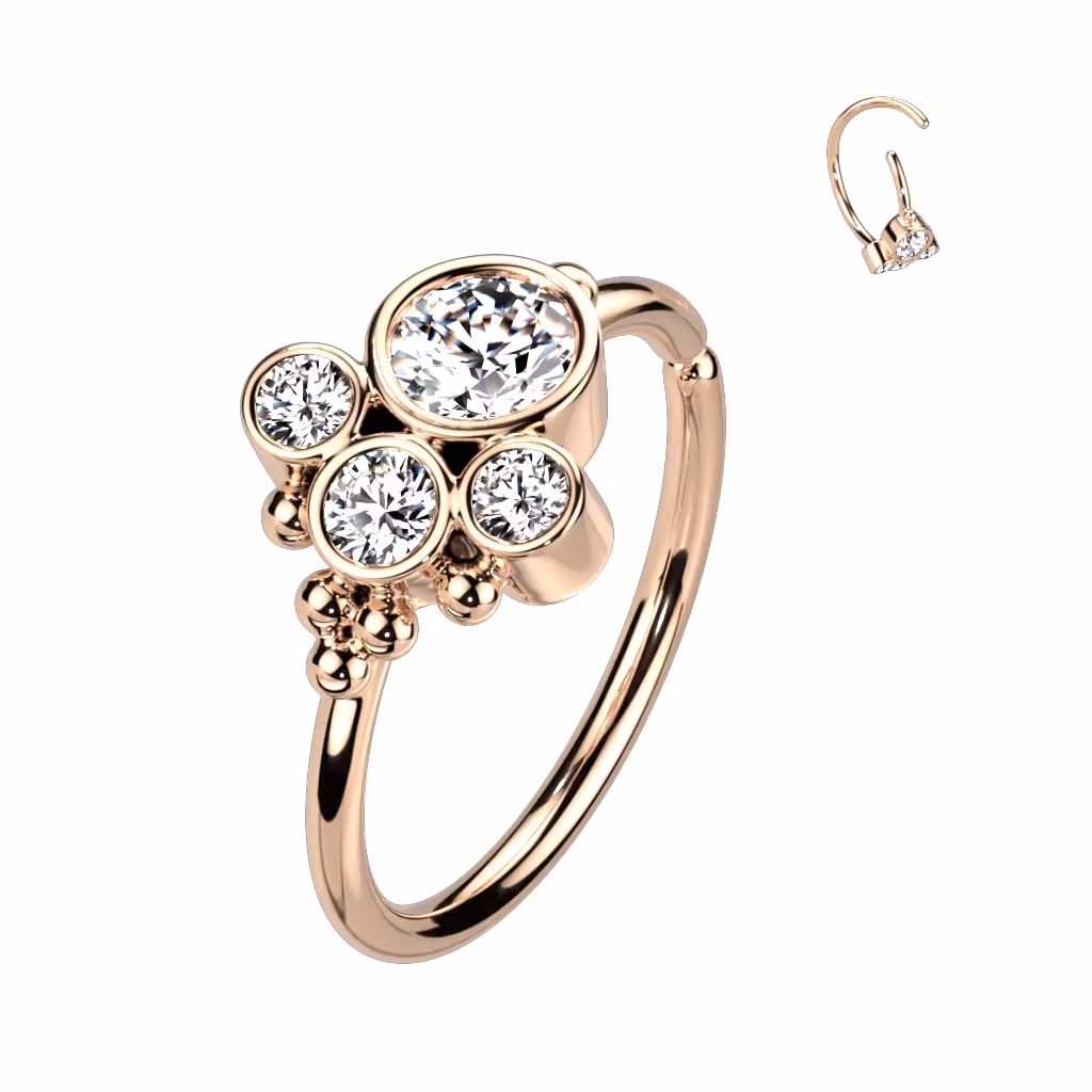 Piercingring med ädelstensblomma