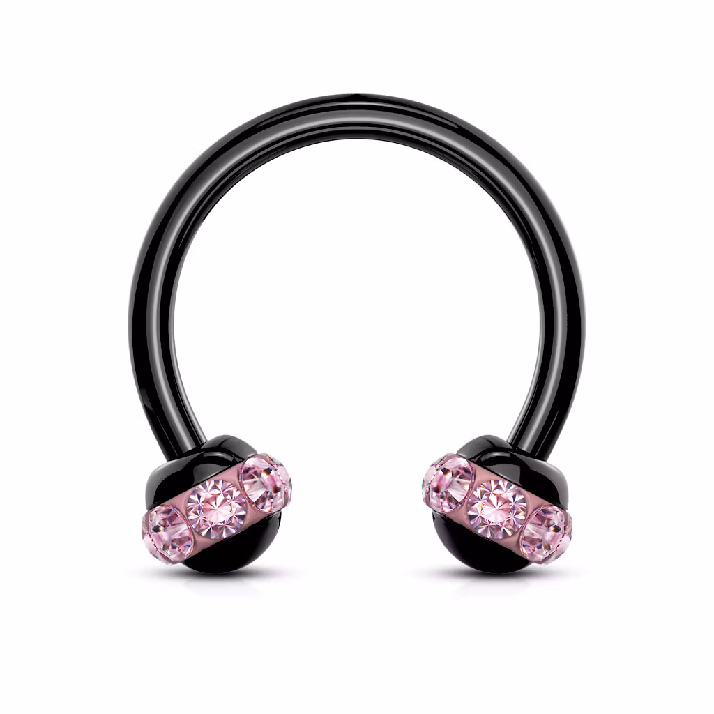 Svartpläterad Hästsko med ädelstensband