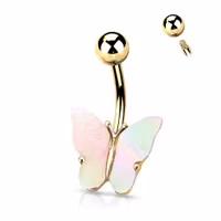 Navelpiercing med skimrande fjäril