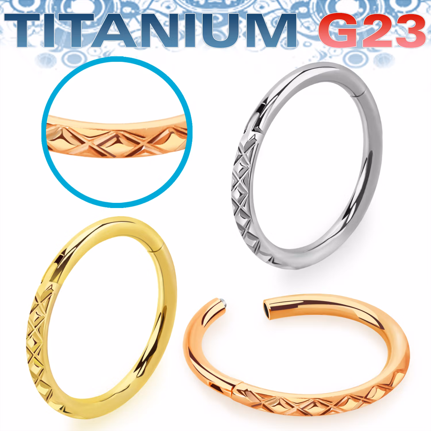 G23 titan piercingring med hamrade detaljer