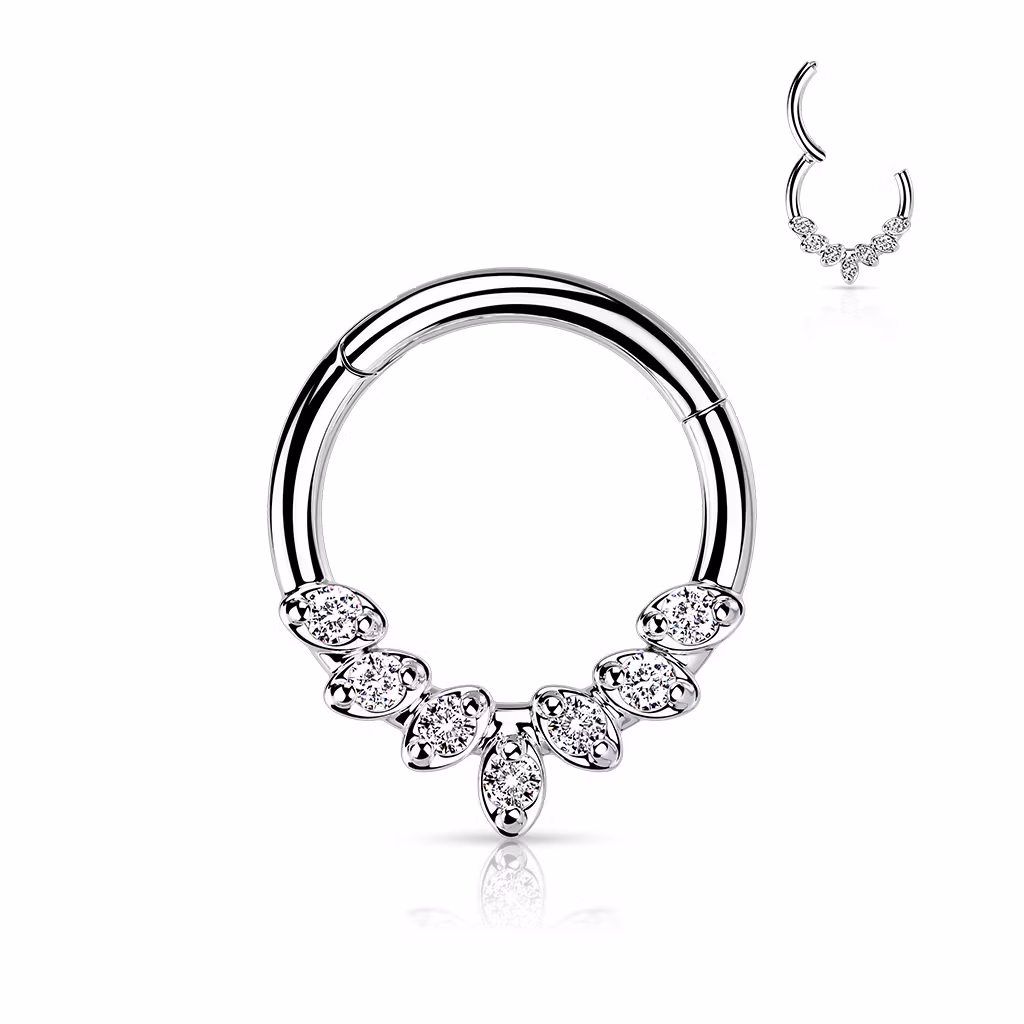 Piercingring / septum med ädelstens löv
