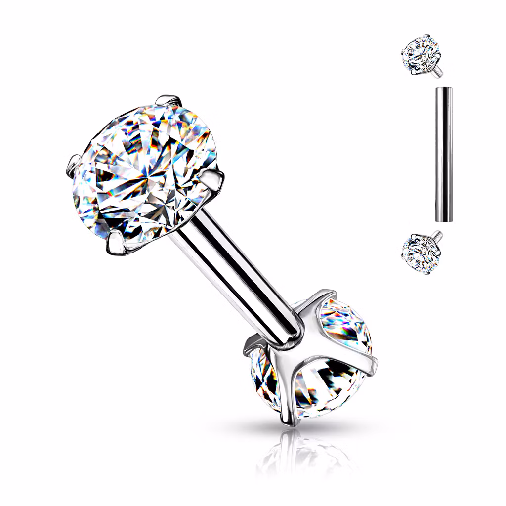 Barbell med två ädelstens toppar