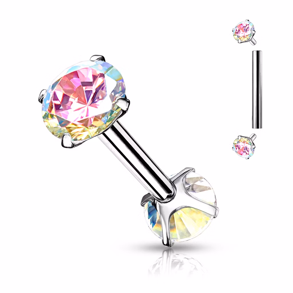 Barbell med två ädelstens toppar