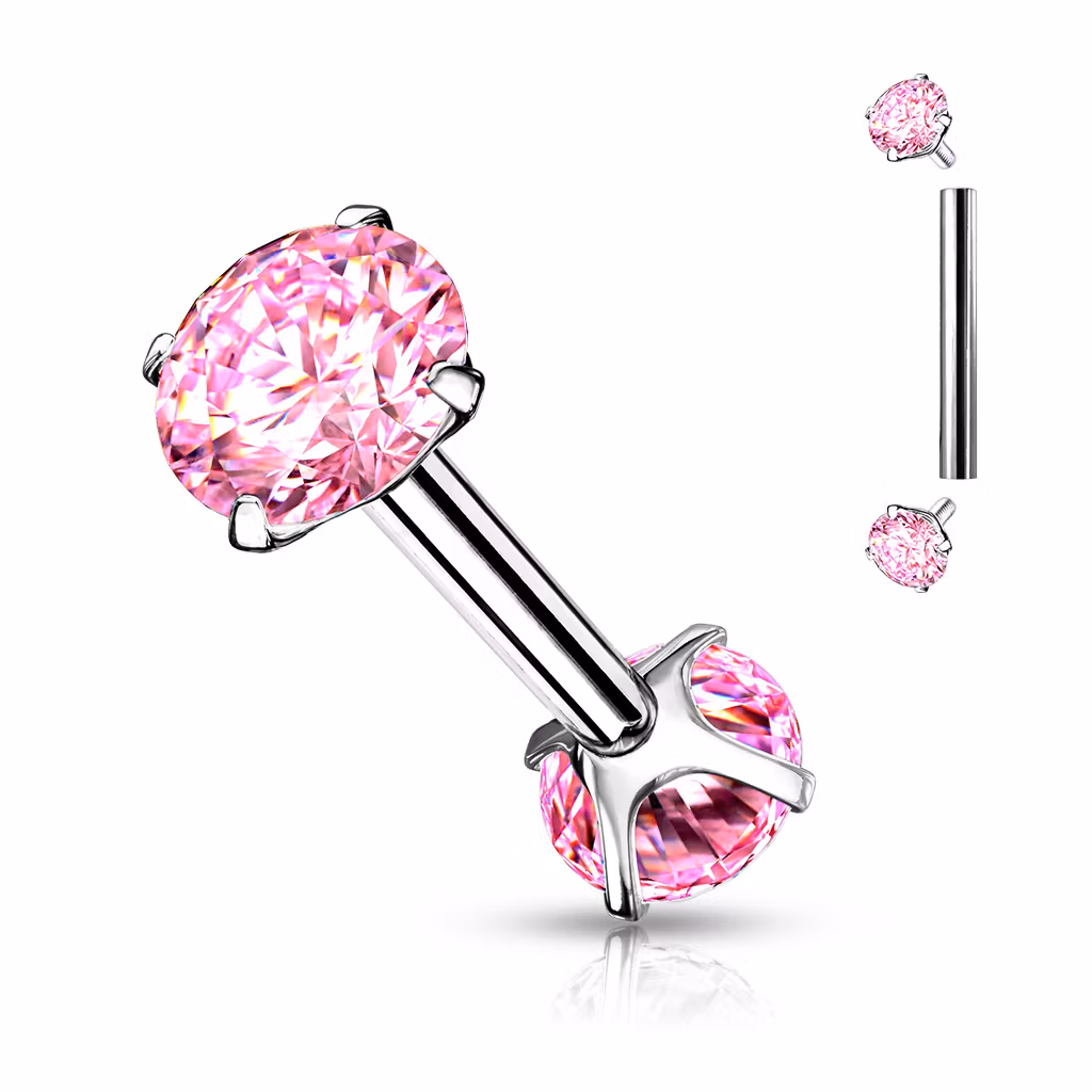 Barbell med två ädelstens toppar