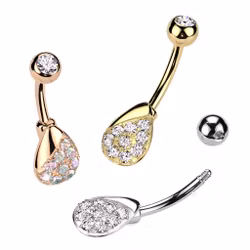 Navelpiercing glittrig vattendroppe