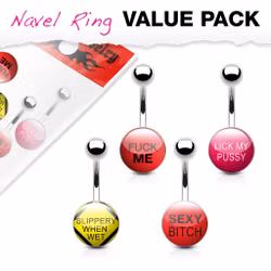 Flerpack navelpiercingar med text