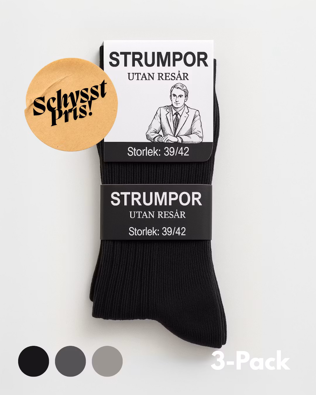 Strumpa 3-pack lös resår