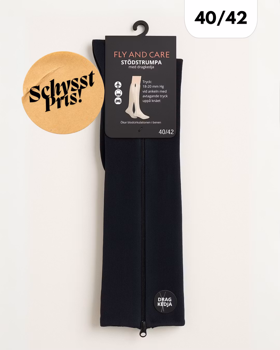 Stödstrumpa zip