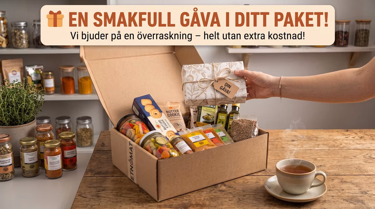 Smakfull gåva ingår i din beställning från Etnomat