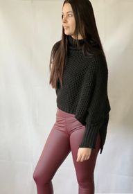 Lackleggings vinröda