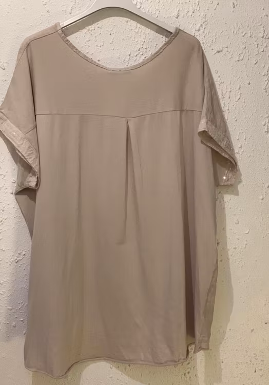 Linne top med paljetter Beige