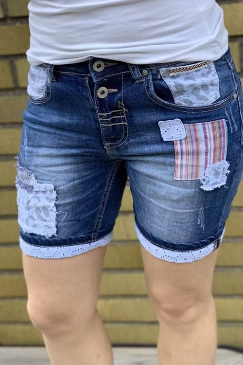 Jeans shorts med lappar