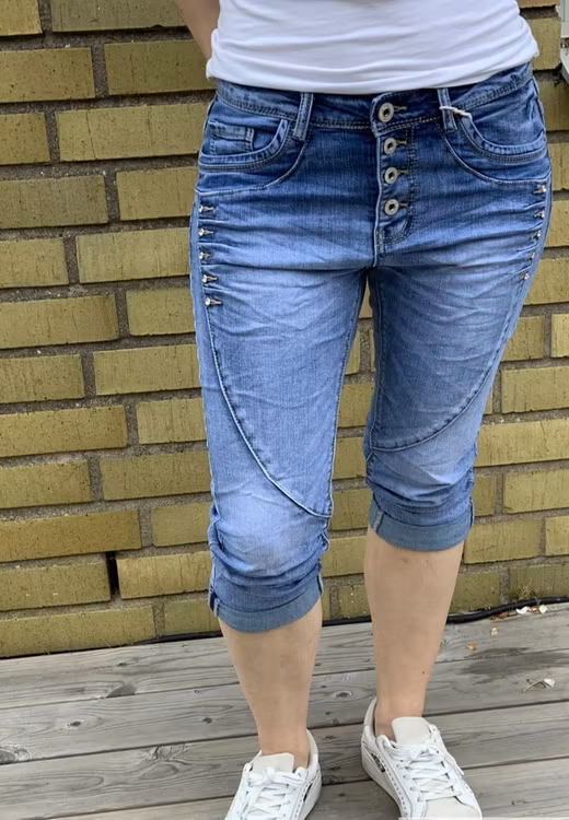 jeans ljusblå med bling 3/4