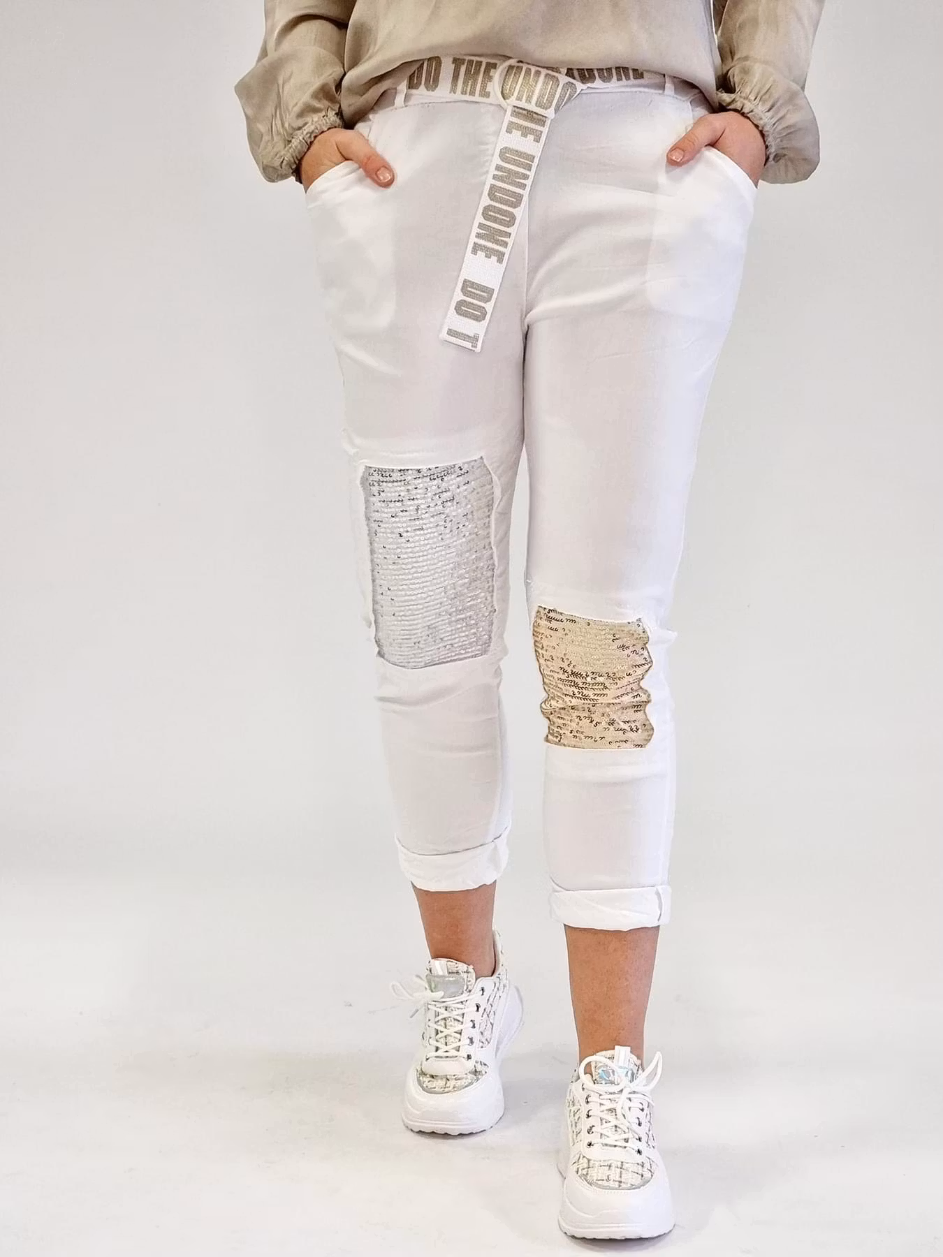 Byxor med bling Vita