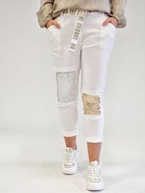 Byxor med bling Vita
