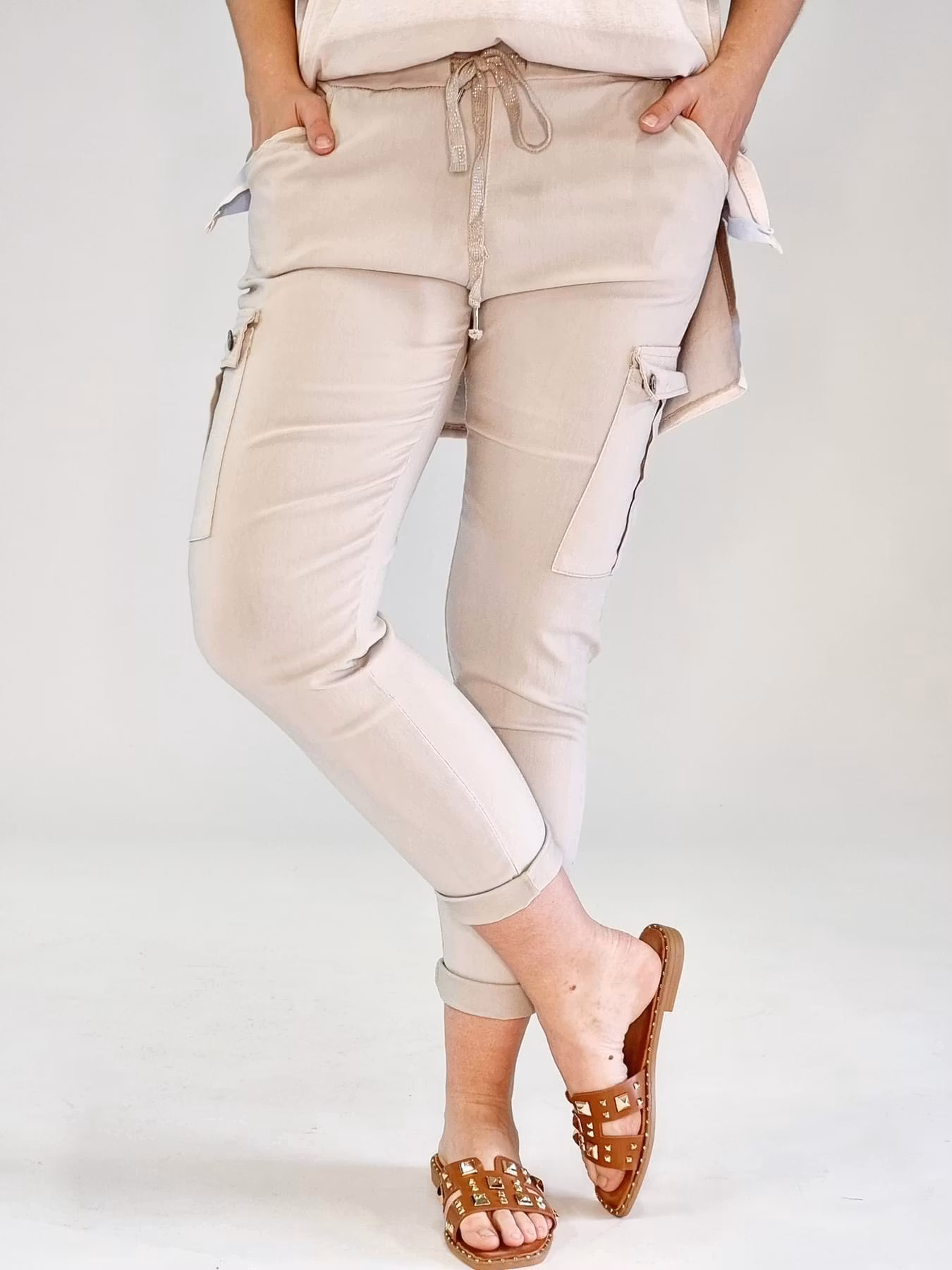 Cargo byxa i beige