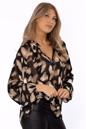 KYRA BLOUSE CAFFE LATTE/CHAMPAGNE/BLACK
