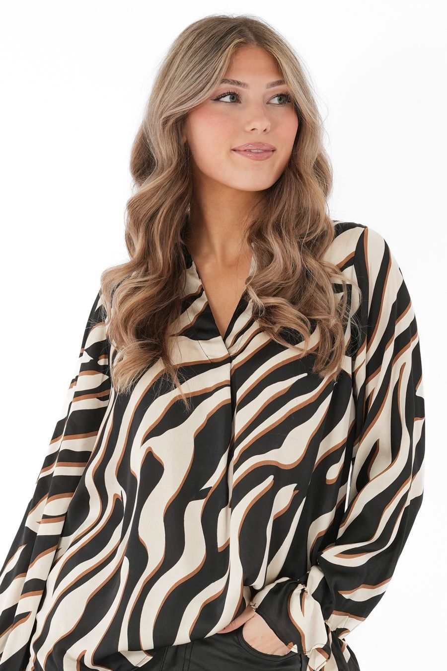 EVELYN SHIRT CHAMPAGNE/BLACK/HAZEL