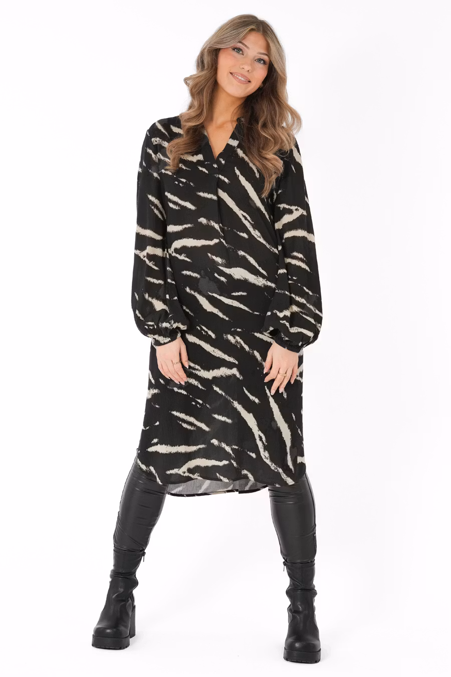 BONNIE DRESS BLACK/GREY/CREME