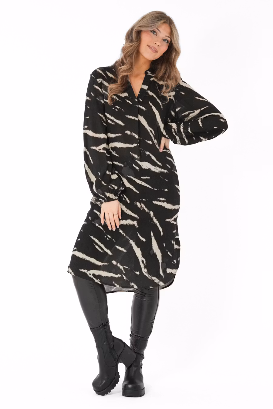 BONNIE DRESS BLACK/GREY/CREME