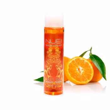Nuei, ätbar, värmande massageolja - Clementine