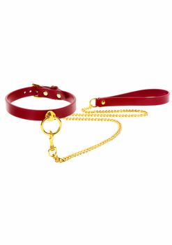 TABOOM - O-Ring Collar and Chain Leash, Red