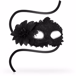 OhMama - Venetian eye mask with side flower, Black